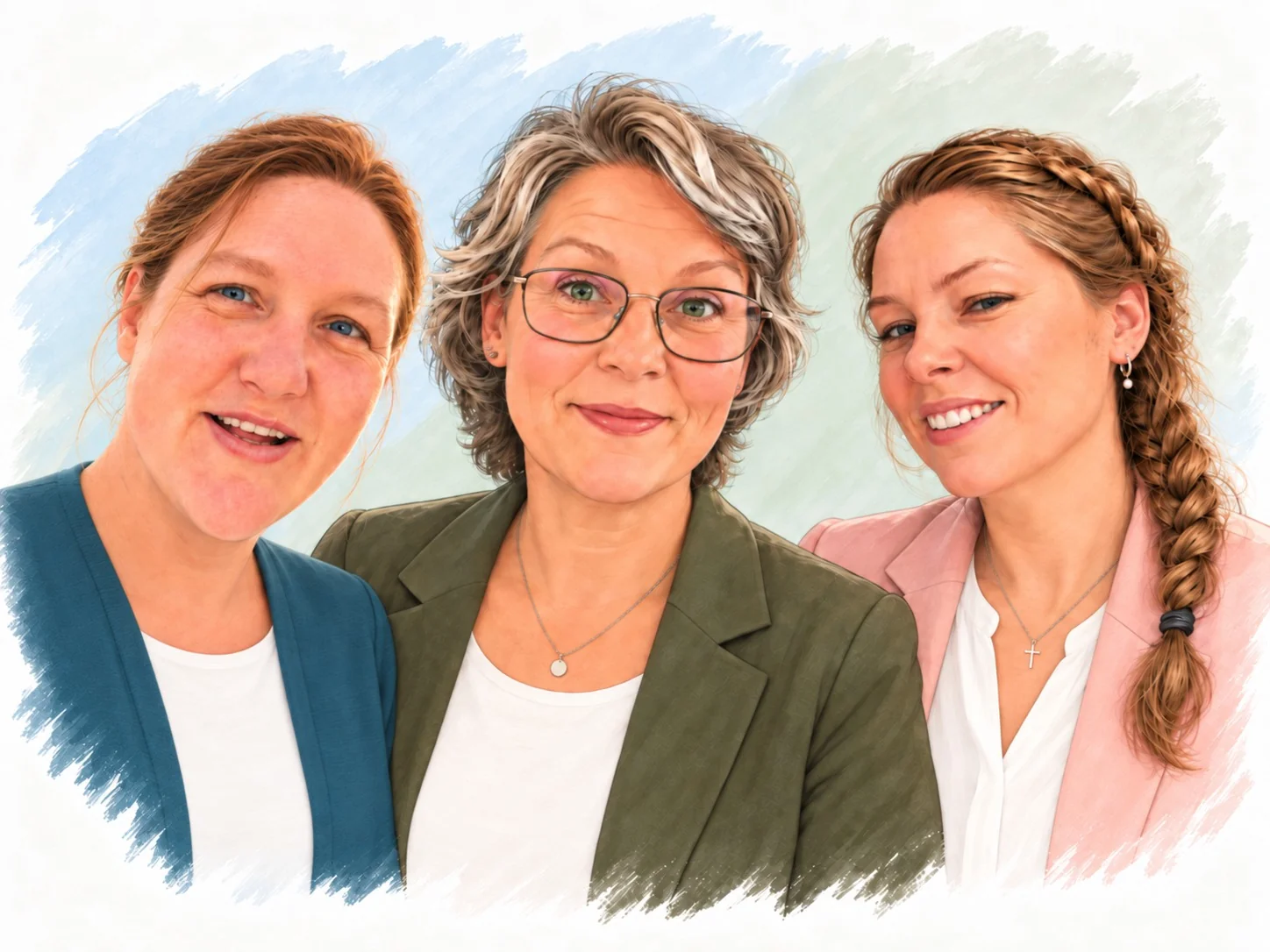 Groepsfoto van de drie mentoren